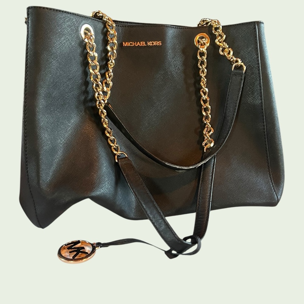 Michael Kors Black Shoulder Bag with Gold Chain